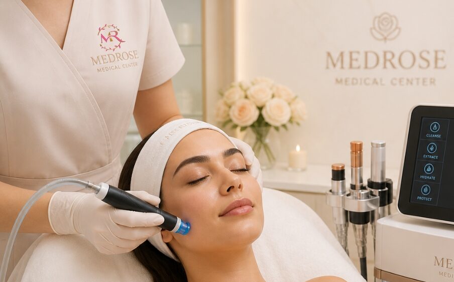 HydraFacial treatment being performed by a skincare professional