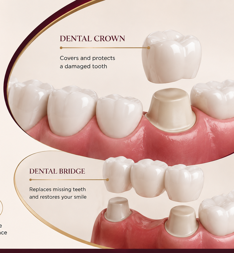 Dental crowns and bridges at Medrose Medical Center in Dubai