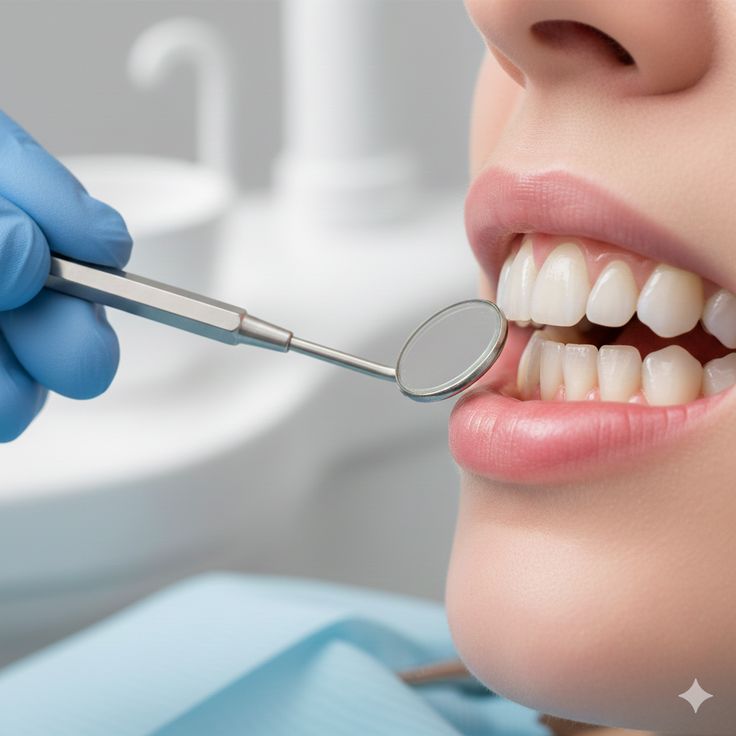 Dental professional providing patient care during a teeth cleaning visit