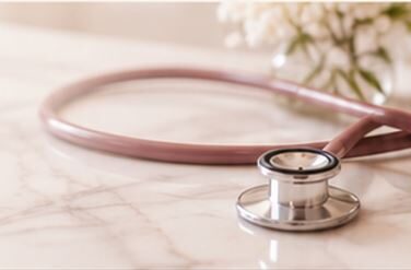 Stethoscope prepared for a GP consultation