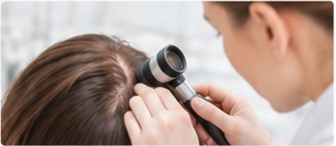 Medical professional examining a patient's scalp